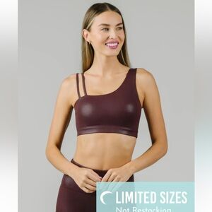 Zyia Burgundy Metallic Asym Light n Tight Bra Sz L